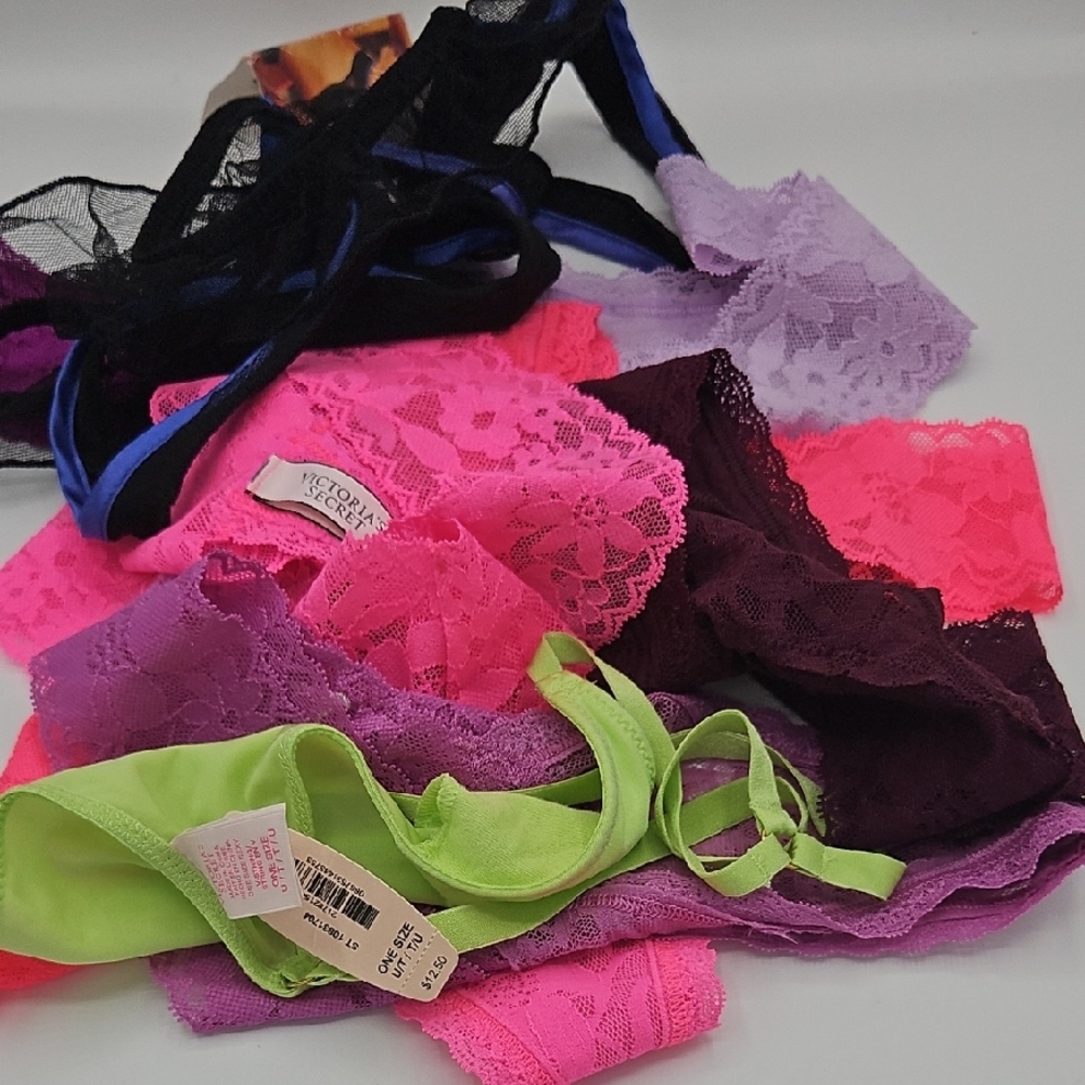 Victoria's Secret Neon Pink Lace PANTY Bottom NEW 9 PANTIES SIZE MEDIUM